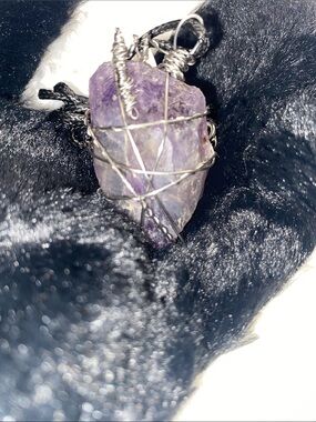Handcrafted Amethyst Wire-Wrap Pendant Necklace - Purple